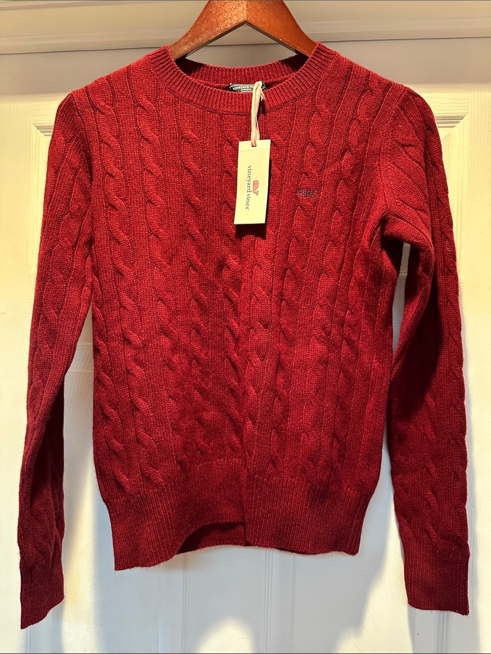 Vineyard Vines Women's Cashmere Red Cable Knit Sweater Ocean Reef, XS